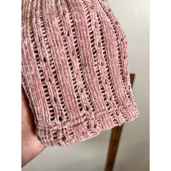 Retro Knit Sweater Pink S Cropped Y2K Preppy Chic Feminine Coquette Soft Cozy - Picture 3 of 7